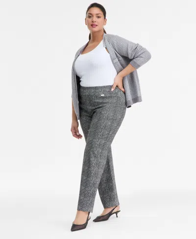 Inc International Concepts Plus Size Mid-rise Jacquard Pants, Macy's Exclusive In Multi