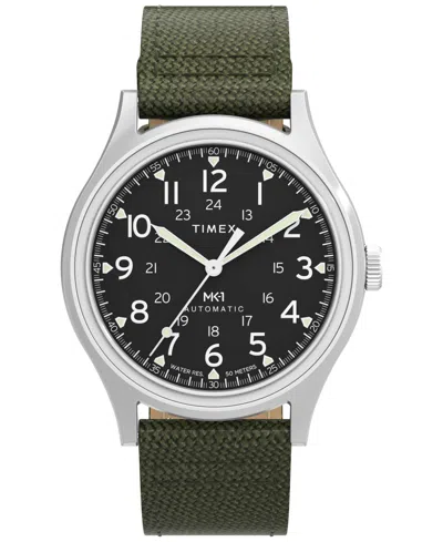 Timex Men's Mechanical Automatic Green Nylon Watch, 40mm In Green
