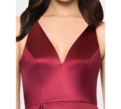 Blondie Nites Juniors' Draped Satin Column Gown In Burgundy