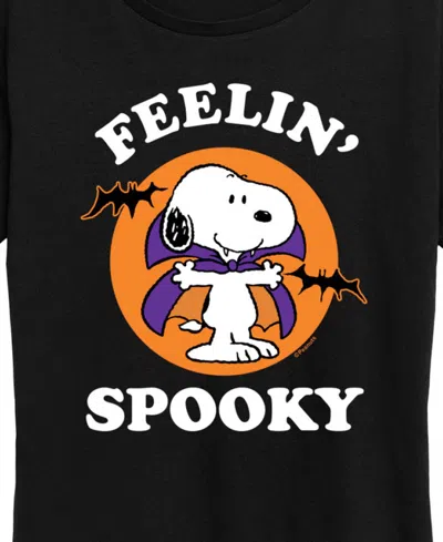 Hybrid Apparel Snoopy Halloween Feelin' Spooky Women's Short Sleeve Graphic T-shirts In Black