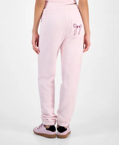 Hippie Rose Juniors' Chenille Wide-leg Knit Pants In Pink