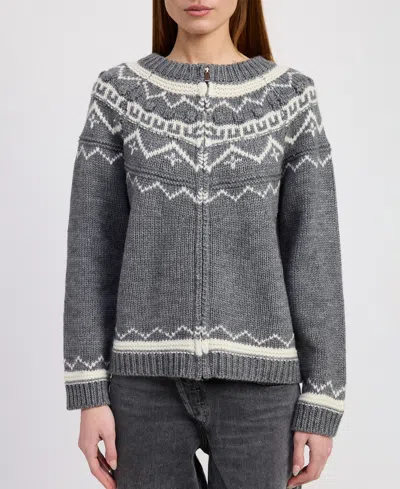 En Saison Esther Patterned Knit Jacket In Gray