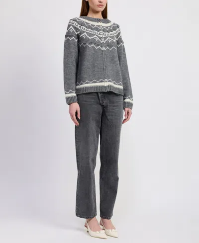 En Saison Esther Patterned Knit Jacket In Gray