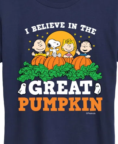 Hybrid Apparel Peanuts Gang Halloween Great Pumpkin Women's Short Sleeve Graphic T-shirts In Blue