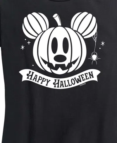 Hybrid Apparel Disney Happy Halloween Mickey Pumpkin Women's Short Sleeve Graphic T-shirts In Black