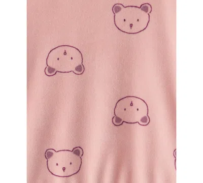Carter's Baby Girls 2-piece Bear Print Velour Sweatshirt And Joggers Set In Pink