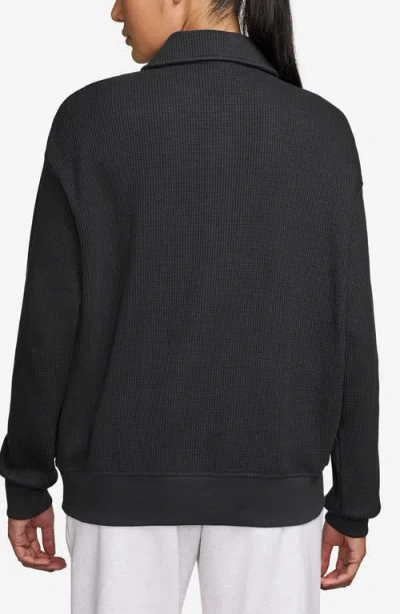 Jordan Flight Long Sleeve Waffle Knit Top In Black