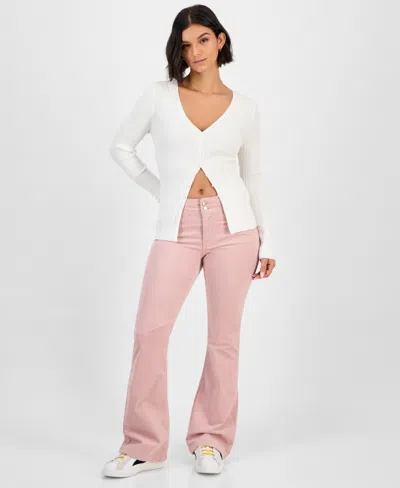 Celebrity Pink Juniors' Corduroy Double-button Bootcut Pants In Red
