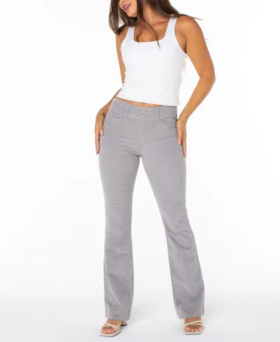 Celebrity Pink Juniors' Corduroy Double-button Bootcut Pants In Gray