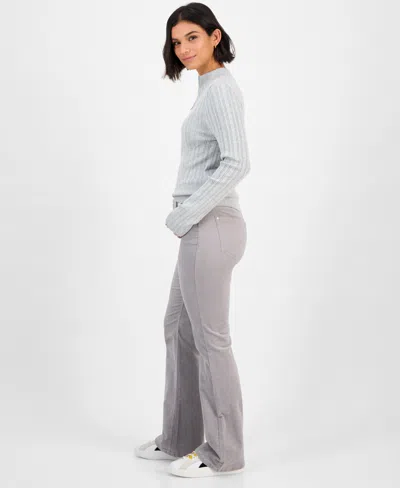 Celebrity Pink Juniors' Corduroy Double-button Bootcut Pants In Gray