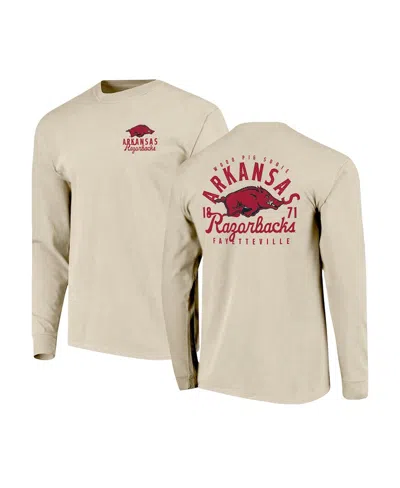 Image One Men's Natural Arkansas Razorbacks Comfort Colors Mascot Overlay Long Sleeve T-shirt In Neutral