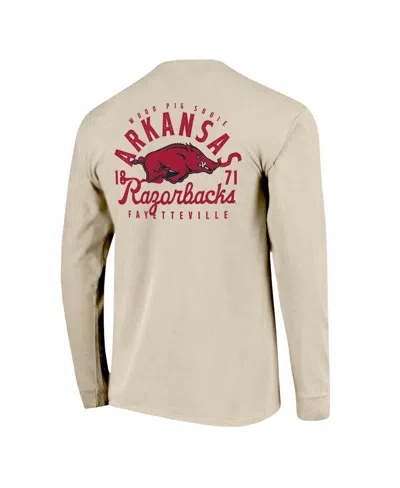 Image One Men's Natural Arkansas Razorbacks Comfort Colors Mascot Overlay Long Sleeve T-shirt In Neutral