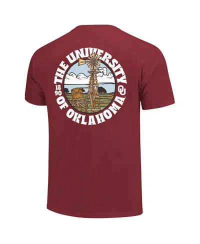 Image One Men's Crimson Oklahoma Sooners Comfort Colors Thick Lined Landscape T-shirt In Red
