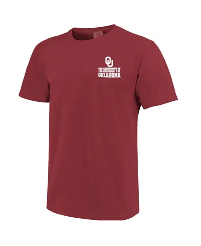 Image One Men's Crimson Oklahoma Sooners Comfort Colors Thick Lined Landscape T-shirt In Red
