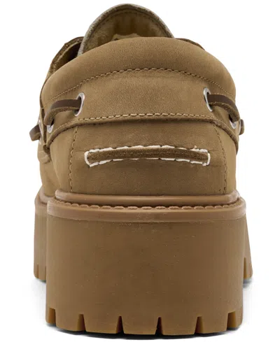 Timberland Women's Stone Street 3-eye Leopard Print Platform Boat Shoes From Finish Line In Brown