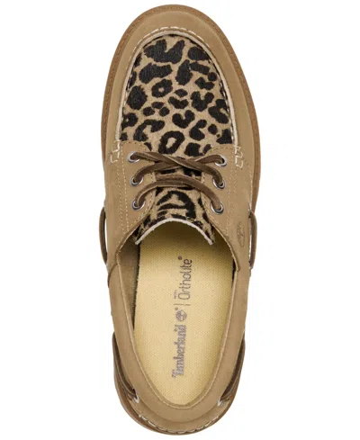 Timberland Women's Stone Street 3-eye Leopard Print Platform Boat Shoes From Finish Line In Brown