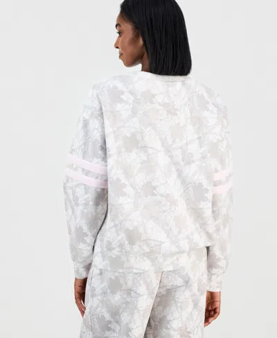 Madden Girl Juniors' 80's Patch Camo Crewneck Sweatshirt In Gray