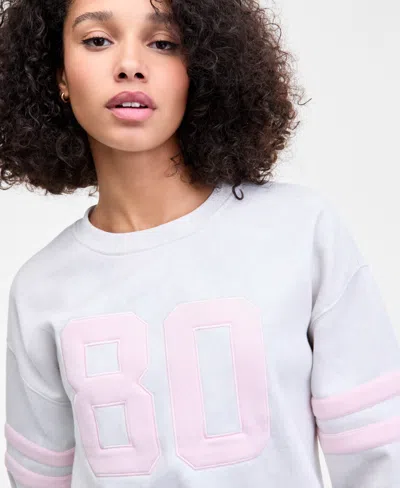 Madden Girl Juniors' 80's Patch Camo Crewneck Sweatshirt In Gray