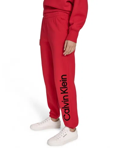 Calvin Klein Women's Performance Flocked Logo Jogger Sweatpants In Red
