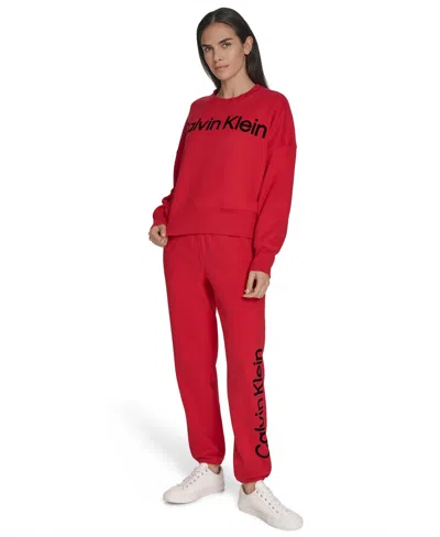 Calvin Klein Women's Performance Flocked Logo Jogger Sweatpants In Red