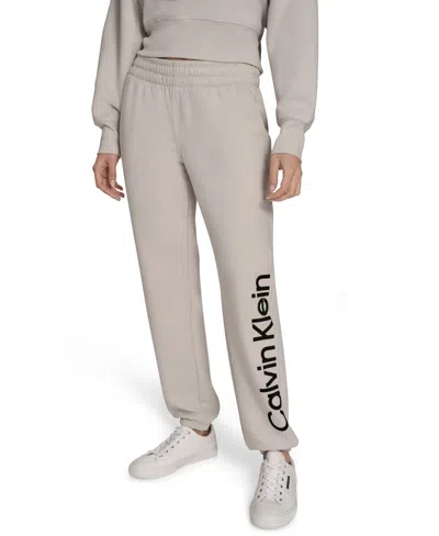 Calvin Klein Women's Performance Flocked Logo Jogger Sweatpants In Gray