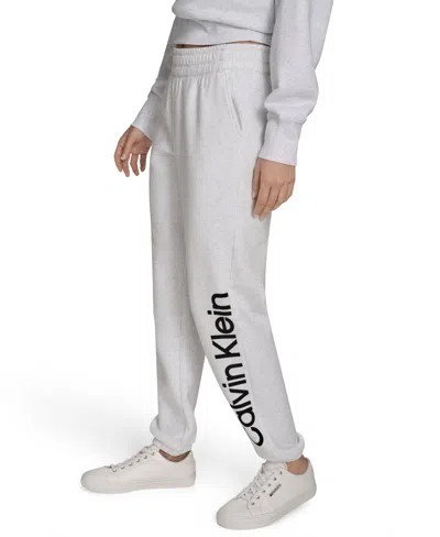 Calvin Klein Women's Performance Flocked Logo Jogger Sweatpants In Gray
