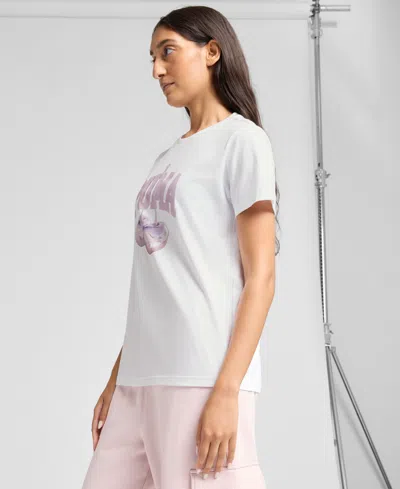 Puma Womens Crew Neck Short Sleeve Active T-shirt In White