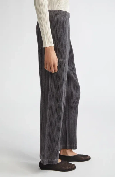 Issey Miyake Pleats Please  Trompe L'oeil Pleated Straight Leg Pants In Gray