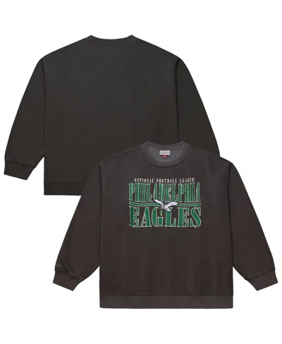 Mitchell & Ness Men's Black Philadelphia Eagles Downtown Crew Vintage Logo Sweatshirt In Black