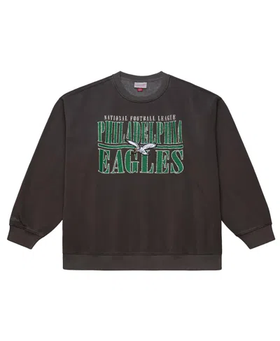 Mitchell & Ness Men's Black Philadelphia Eagles Downtown Crew Vintage Logo Sweatshirt In Black