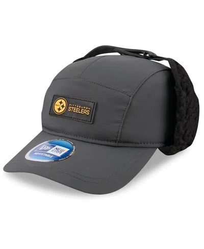 New Era Men's Charcoal Pittsburgh Steelers 2025 Sideline Cold Weather Runner Dog Ear Adjustable Hat In Gray
