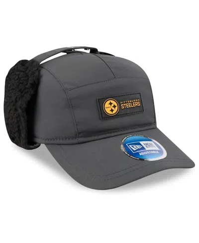 New Era Men's Charcoal Pittsburgh Steelers 2025 Sideline Cold Weather Runner Dog Ear Adjustable Hat In Gray