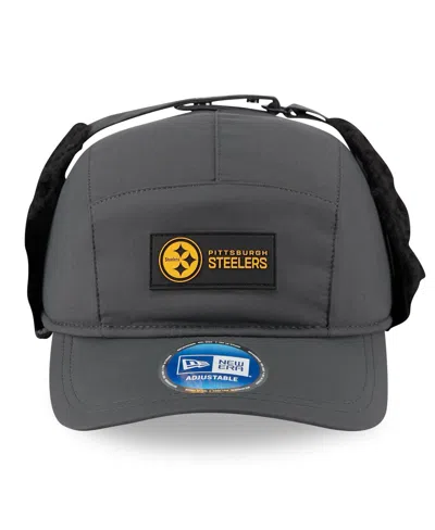 New Era Men's Charcoal Pittsburgh Steelers 2025 Sideline Cold Weather Runner Dog Ear Adjustable Hat In Gray