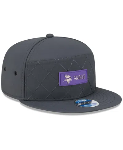 New Era Men's Charcoal Minnesota Vikings 2025 Sideline Cold Weather Split Panel 9fifty Snapback Hat In Gray
