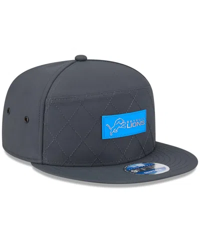 New Era Men's Charcoal Detroit Lions 2025 Sideline Cold Weather Split Panel 9fifty Snapback Hat In Gray