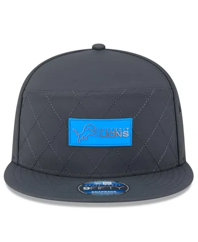 New Era Men's Charcoal Detroit Lions 2025 Sideline Cold Weather Split Panel 9fifty Snapback Hat In Gray