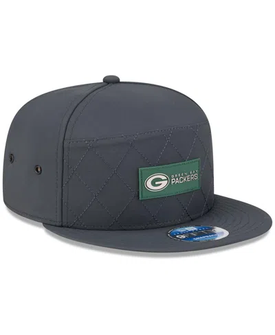New Era Men's Charcoal Green Bay Packers 2025 Sideline Cold Weather Split Panel 9fifty Snapback Hat In Gray