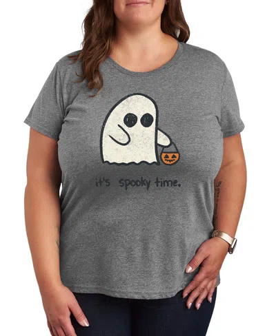 Hybrid Apparel Halloween It's Spooky Time Women's Short Sleeve Graphic T-shirts In Gray
