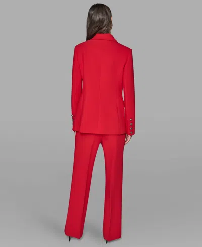 Karl Lagerfeld Women's V-neck Double-breasted Satin Trim Jacket In Red