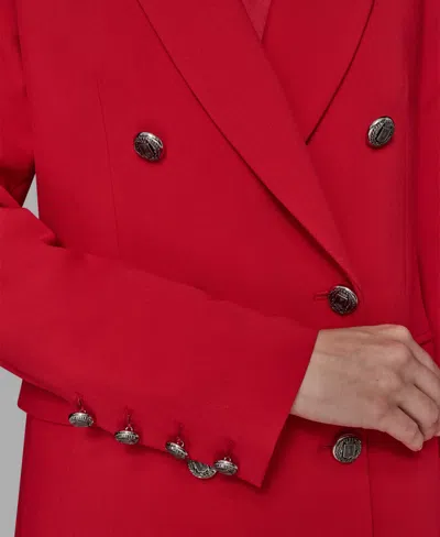 Karl Lagerfeld Women's V-neck Double-breasted Satin Trim Jacket In Red