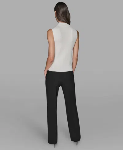 Karl Lagerfeld Women's Sleeveless Mock Neck Sweater In White