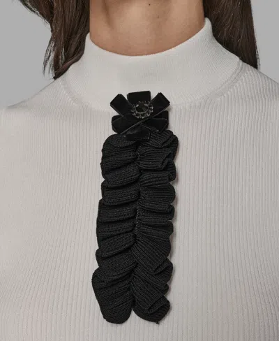 Karl Lagerfeld Women's Sleeveless Mock Neck Sweater In White