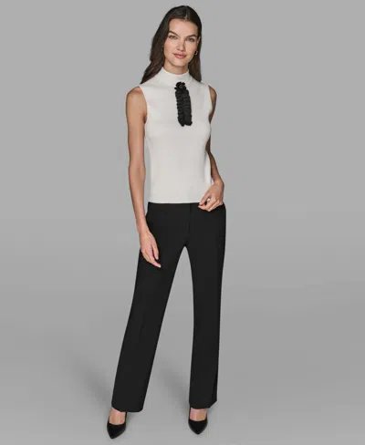 Karl Lagerfeld Women's Sleeveless Mock Neck Sweater In White