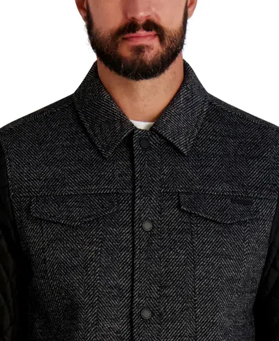 Karl Lagerfeld Men's Herringbone Jacket In Black