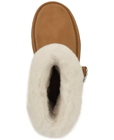 Guess Women's Dowry Rhinestone Bow Winter Boot In Brown