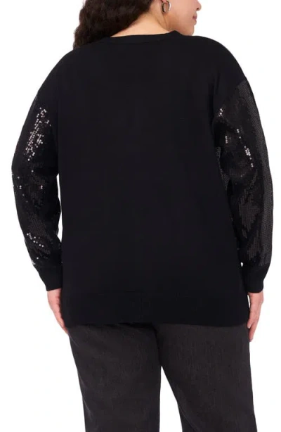Vince Camuto Plus Size Sequined V-neck Cardigan Sweater In Black
