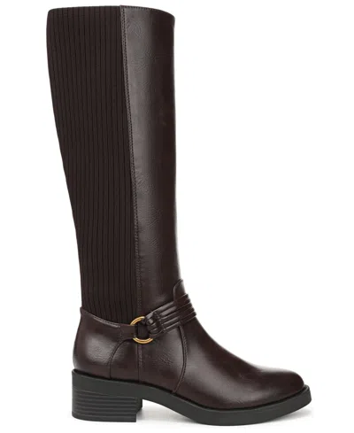 Lifestride Brighton Round Toe Wide Calf Tall Boots In Brown