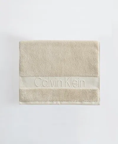 Calvin Klein Iconic Cotton Jacquard Hand Towel, 30" X 16" In Nude