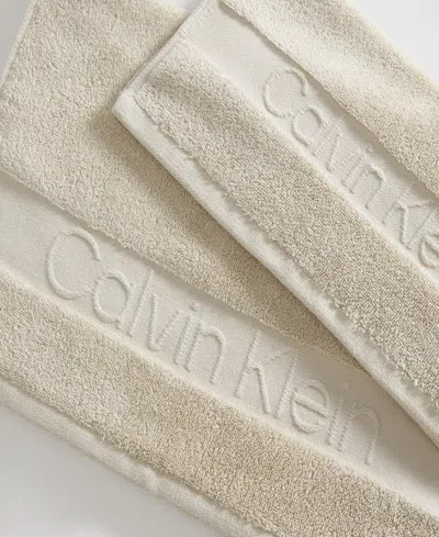 Calvin Klein Iconic Cotton Jacquard Hand Towel, 30" X 16" In Nude