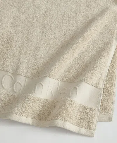 Calvin Klein Iconic Cotton Jacquard Hand Towel, 30" X 16" In Nude